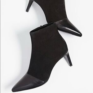 $525 rag & bone Beha Black Leather Suede Pointy Toe Ankle Moto Boots Size 38/8